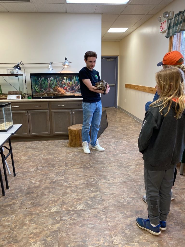 Talking about snakes in the animal room